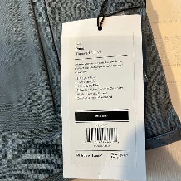 Men's Pace Light Gray Tapered Chino - Picture 5 of 5
